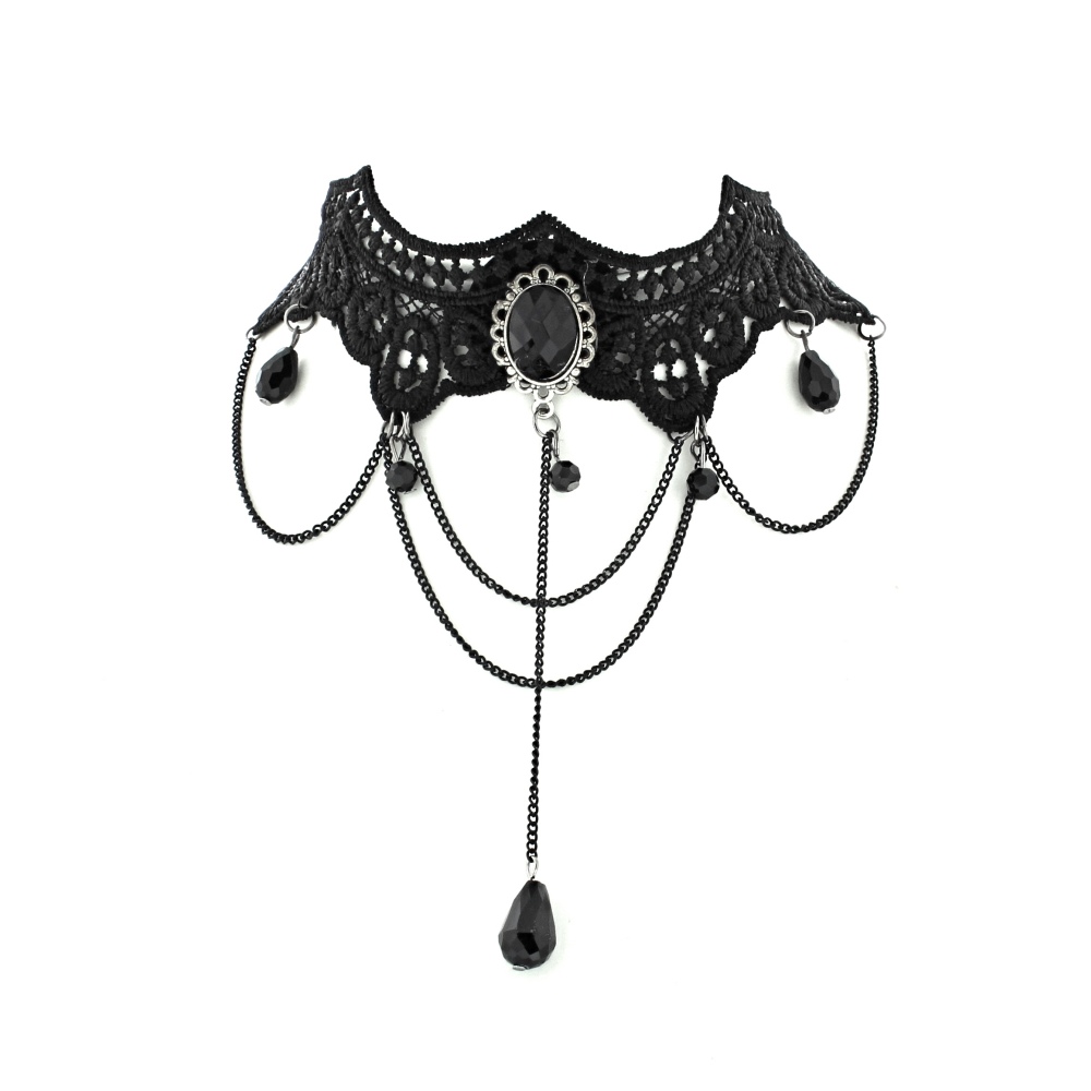 Zac's Alter Ego - Lace with Chains & Fascitated Attachments Halsband - Schwarz